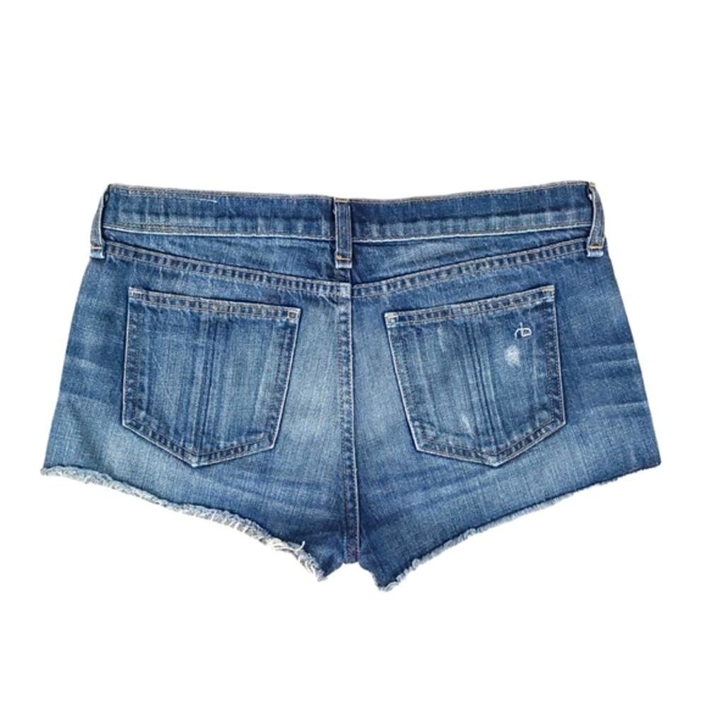 Rag & Bone Mila Denim Shorts In Sheffield Distressed Cut Off Style Medium Wash - Picture 5 of 11
